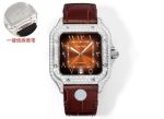 THB Factory Cartier Santos Middle East Version Tape Silver steel case with White diamonds diameter 39.8mm watch